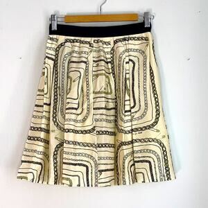 RHIE silk chain printed knee length career full skirt sz 4